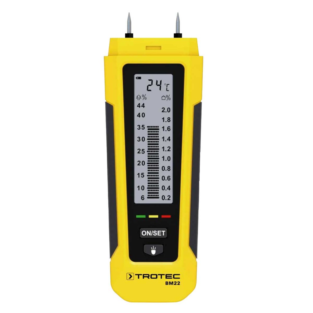 BM22 — MEDIDOR DE HUMEDAD EN °C Y °F, LED INDICADOR