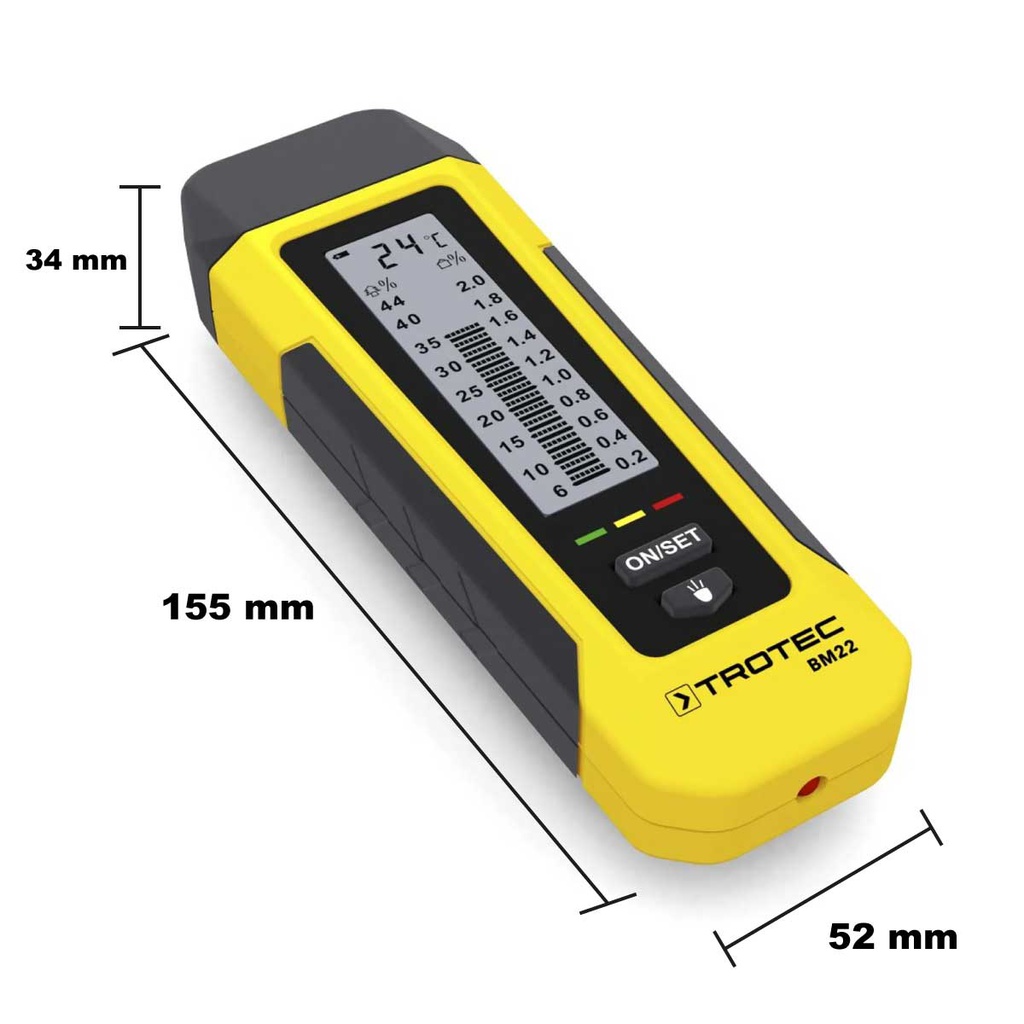 BM22 — MEDIDOR DE HUMEDAD EN °C Y °F, LED INDICADOR