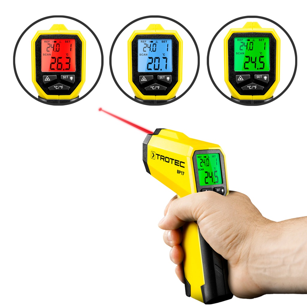 BP17 — INFRARED NON-CONTACT PYROMETER 10:1 VISUAL AND ACOUSTIC SIGNALS -58 TO 716 °F