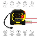 BD8M — LASER DISTANCE 3-in-1 MEASURING DEVICE: RETRACTABLE TAPE MEASURE (5m), DISTANCE LASER (40m), CROSS LINE LASER (10m)