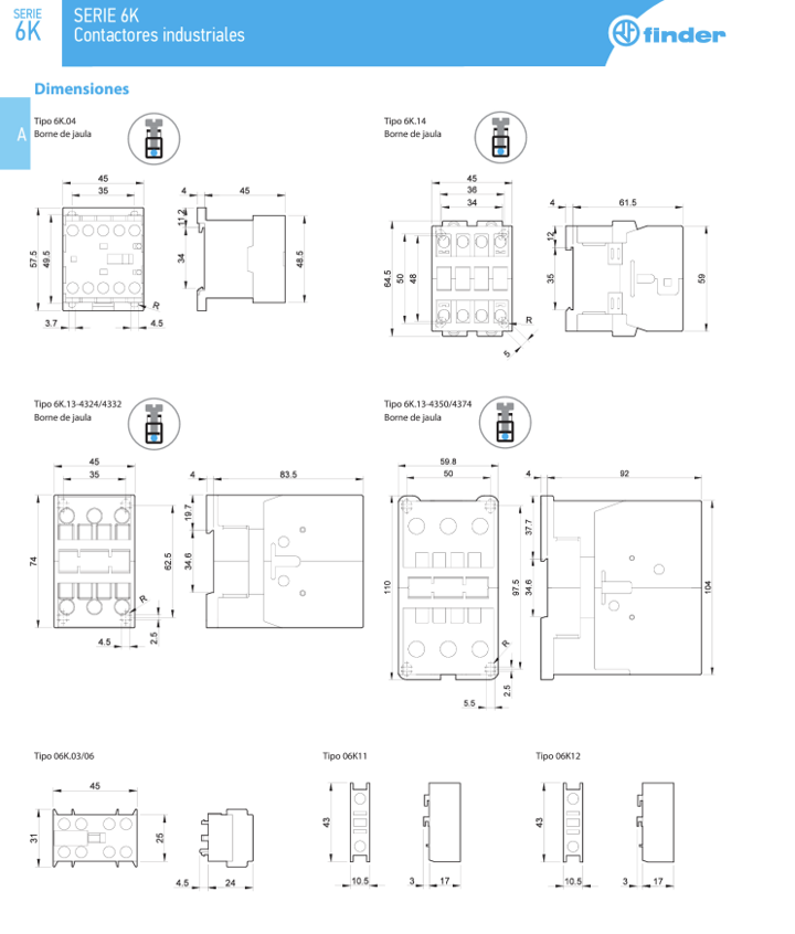 6K0480244309 — Mini Contactor 24VAC 4NA 9A Finder 6K0480244309