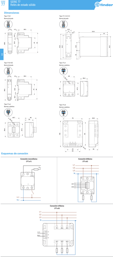 77F390248671 — Relé SSR 4/32V DC 3NA 24/660VAC 80A Rd Finder 77F390248671