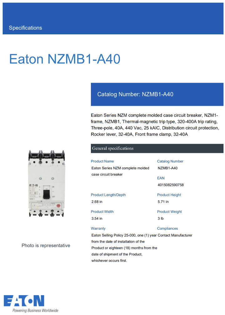 NZMB1-A160 — INTERRUPTOR AUTOMATICO 3P 160A 25kA